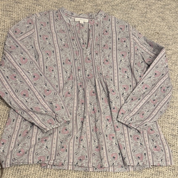 J. Jill Tops - Pure Jill Floral Print Organic Cotton Blouse Size XL